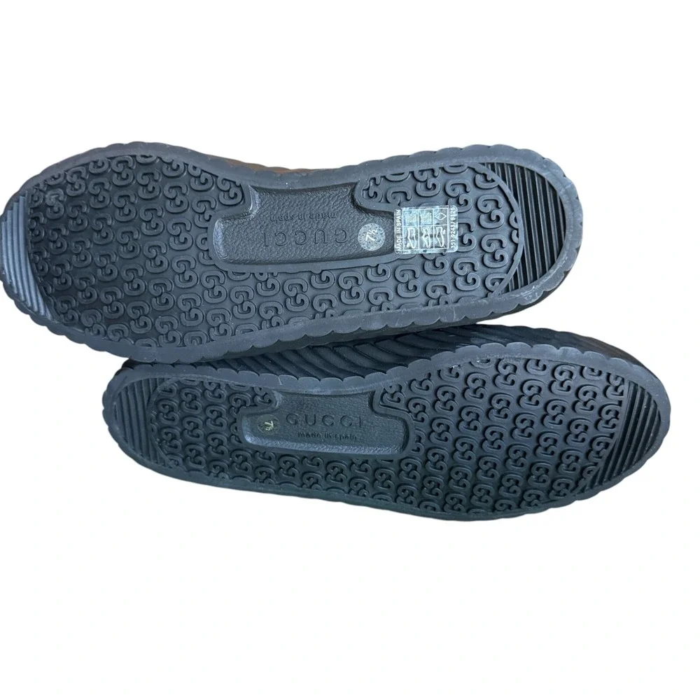 Gucci 703033 Mens Interlocking G High Black Canvas Sneakers Sizd G 7.5‎